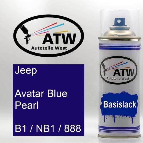 Jeep, Avatar Blue Pearl, B1 / NB1 / 888: 400ml Sprühdose, von ATW Autoteile West.